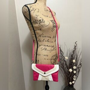 Grace Adele Pink and White Crossbody Bag